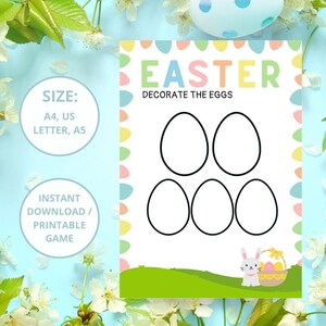 Imprimible para decorar huevos de Pascua: ¡Actividad divertida y creativa para niños! / A4, Carta EE. UU., A5 / Descarga instantánea