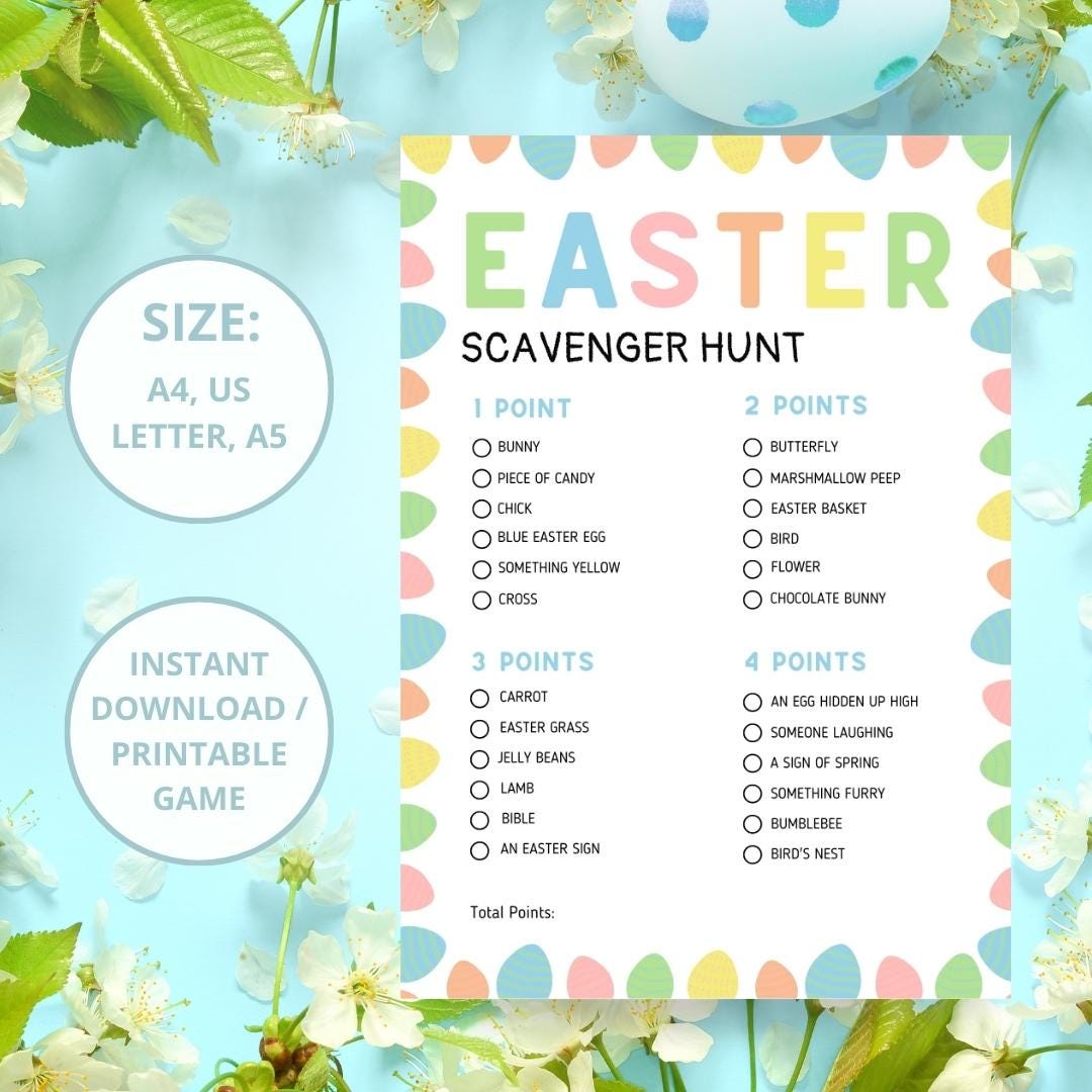 Easter Scavenger Hunt: Fun Printable Game (instant Download) - Etsy