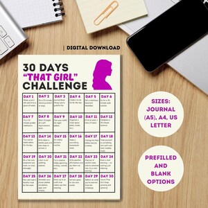 Become That Girl in Just 30 Days with This Printable Challenge! | A4, US Letter, A5 | Instant Download