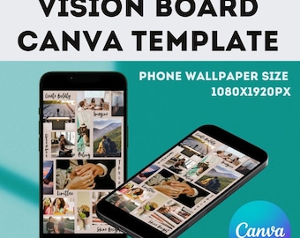 Editable Vision Board Canva Template for Phone Wallpapers (1080x1920px)