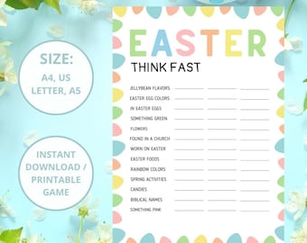 Think Fast Oster-Spiel – Lustiges & Interaktives Printablespiel für Kinder und Familien! | A4, US Letter, A5 | Sofortiger Download