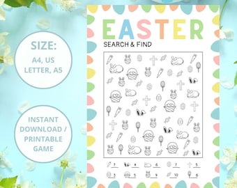 イースターの探し物ゲーム：楽しい印刷可能なアクティビティ（デジタルダウンロード）