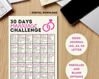 Strengthen Your Bond with the 30-Day Marriage Challenge! | A4, US Letter, A5 | Instant Download