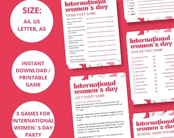 International Women's Day Game Bundle: 5 Fun Games (Instant Download)