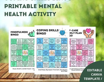 Mental Health Bingo Printable Bundle – Mindfulness, Self-Care, and Coping Skills Bingo