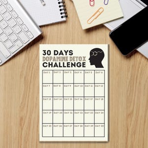 30-Day Dopamine Detox Challenge Printable: Mindful Living (Digital Download) image 5