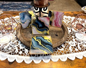 Handmade Abstract resin coasters