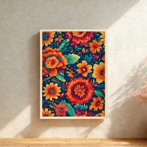 Mexikanische Vintage Wandkunst – Floraler Botanischer Druck, traditionelles lateinamerikanisches Dekor, tropisches mexikanisches Poster, lateinamerikanischer Kunstdruck