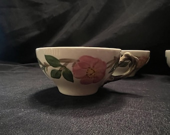 Tazas de café/té de cerámica vintage Franciscan Desert Rose - Sello "Hecho en EE. UU."