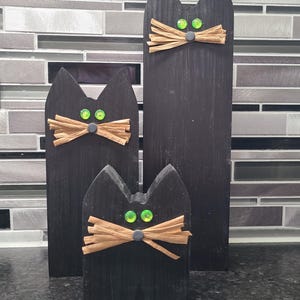 wooden black cat shelf sitters | black cat decor | cat lover gift | Halloween decor