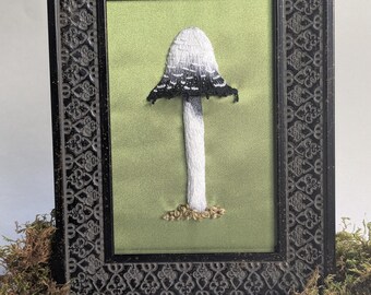 Arte bordado 3D de hongo con gorro de tinta peludo