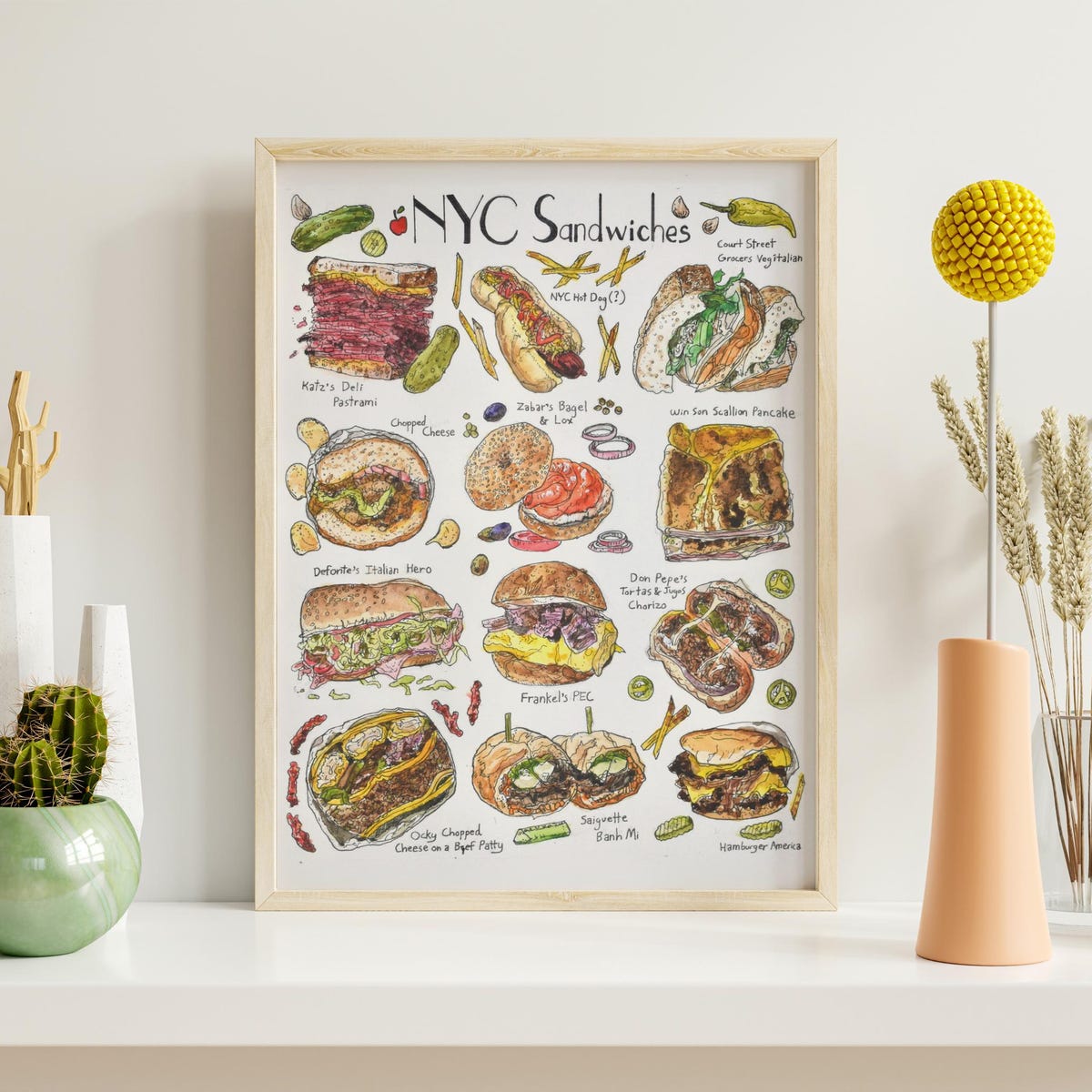 NYC Sandwiches Art Print