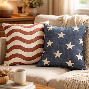 Decorative USA Flag Pillow Set: Country Home Throw, Festive Patriotic Decor, Commemorative Gift