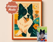 Modern Retro Pop Pet Portrait from Photo: Custom Pet painting, Personalized Dog Cat Digital Art, Colorful Memorial Gift, Unique Keepsake