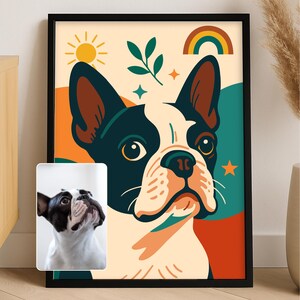 Modern Retro Pop Pet Portrait From Photo: Custom Pets Painting