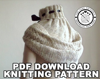 Hooded Cowl Knitting PATTERN, Alasse Miriel, PDF DOWNLOAD