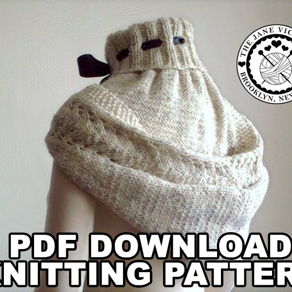 Hooded Cowl Knitting PATTERN, Alasse Miriel, PDF DOWNLOAD