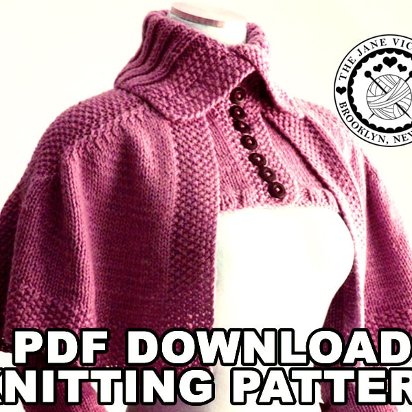 Mantelet Knitting PATTERN, R. E. Linwelin, PDF DOWNLOAD