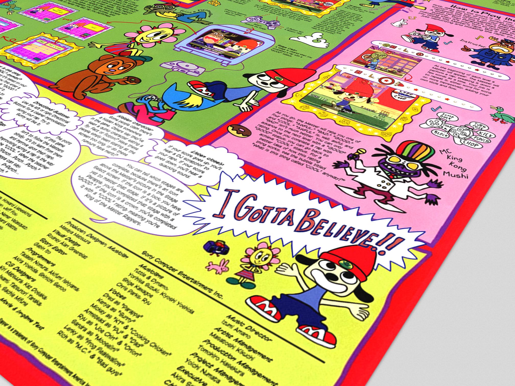 Parappa the Rapper - Reproduction Poster/manual - Sony Playstation