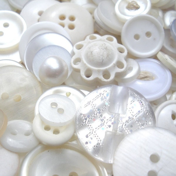 White-Washed Armoire button mix -   shabby vintage Buttons -  large bag of 100 grams