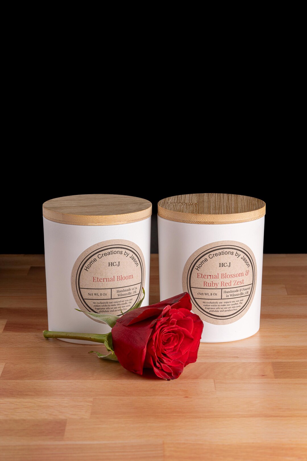 Handmade Organic Soy Candle in White Glass Jar With Wood Lid – 8oz – 6 ...