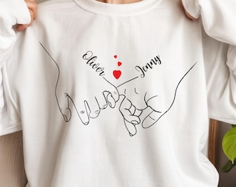 Custom Matching Hoodies For Couples Sweatshirt, Pinky Promise Shirt, Personalized Name Sweater For Valentines Day Gift, Anniversary Gift