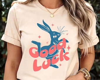 Good luck shirt, Lucky Rabbit shirt, Easy Tiger shirt, Aesthetic shirts, Cool girl shirts, Retro rabbit style, Cool women's shirts