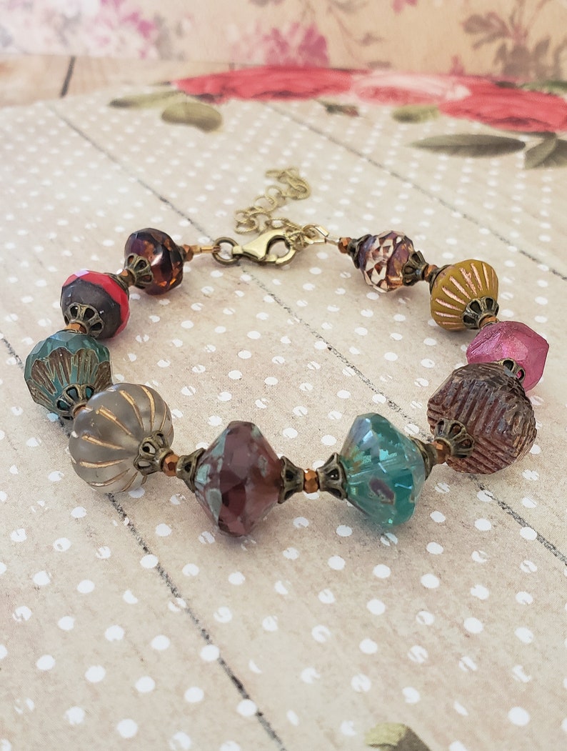 Czech Glass Jewelry Czech Glass Bracelet Adjustable Etsy