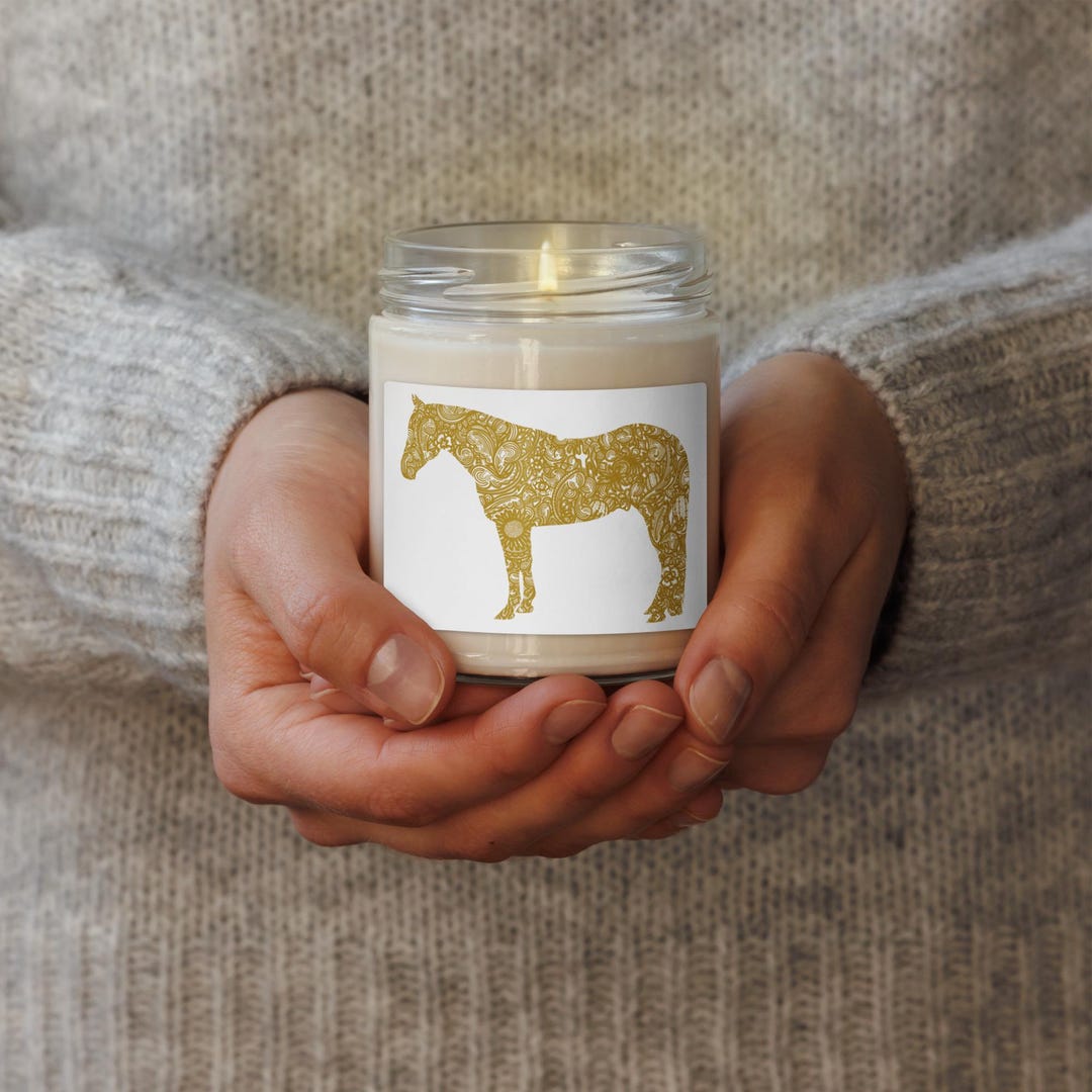 Leather‑tooled Horse Soy Candle | artisanal Western Décor in a Sleek ...