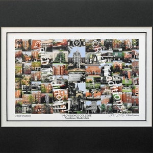 Providence College, Providence, Rhode Island,  Photo Campus Art Print matted in black and white, Keep Those College Memories Alive