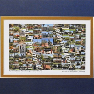 Thunderbird School of Global Management, Glendale, Arizona  Photo Campus Art Print in dark blue&gold mat, Keep Those College Memories Alive