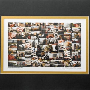 University of Iowa, Iowa City, Iowa,  Photo Campus Art Print matted in black and gold, Keep Those College Memories Alive