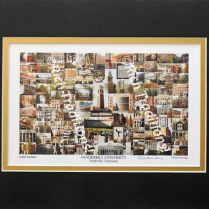May include: A collage of images depicting various buildings and landmarks of Vanderbilt University in Nashville, Tennessee. The collage is framed in gold and black, with the text "A Rich Tradition" and "Vanderbilt University, Nashville, Tennessee" at the bottom.