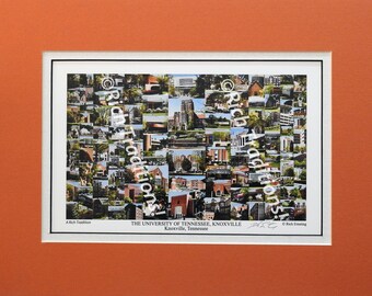 University of Tennessee at Knoxville, Knoxville, Tennessee  Photo Campus Art Print matted in orange&white, Keep Those College Memories Alive