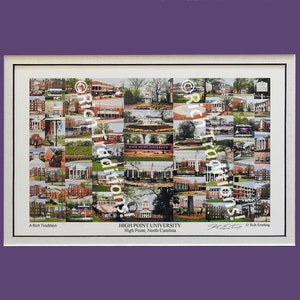 High Point University, High Point, North Carolina  Photo campus Art Print matted in purple and white, Keep Those College Memories Alive