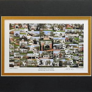 Wofford College, Spartanburg, South Carolina  Photo Campus Art Print matted in black and gold, Keep Those College Memories Alive