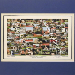 Lebanon Valley College, Annville, PA,  Photo Campus Art Print matted in blue & white, Keep Those College Memories Alive