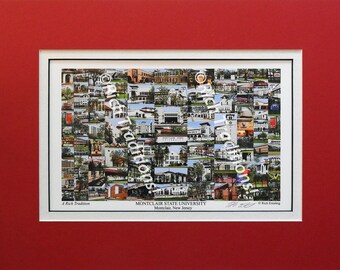 Montclair State University, Montclair, New Jersey,  Photo Campus Art Print matted in red and white, Keep Those College Memories Alive