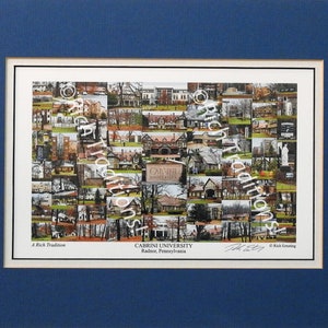 Cabrini University, Radnor, PA,  Photo Campus Art Print matted in blue & white, Keep Those College Memories Alive
