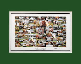 Bethany College, Bethany, West Virginia  Photo Campus Art Print matted in dark green and white, Keep Those College Memories Alive