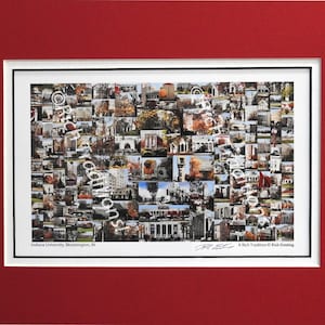Indiana University, Bloomington, Indiana, Photo Campus Art Print matted in red & white, Keep Those College Memories Alive