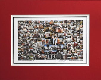 Indiana University, Bloomington, Indiana, Photo Campus Art Print matted in red & white, Keep Those College Memories Alive