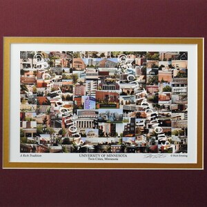 University of Minnesota, Minneapolis/Saint Paul, Minnesota, Photo Campus Art Print in maroon & gold mat, Keep Those College Memories Alive