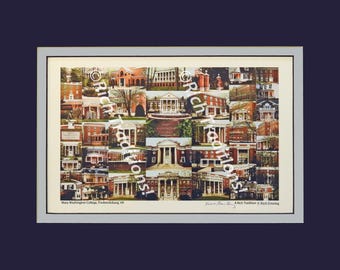 Mary Washington College, Fredericksburg, Virginia, Photo Campus ArtPrint, matted in dark blue&gray, Keep Those College Memories Alive