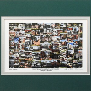 May include: A collage of images depicting the campus of Northeastern State University in Tahlequah, Oklahoma. The collage includes various buildings, outdoor spaces, and activities. The text "A Rich Tradition" and "Northeastern State University" is visible at the bottom of the collage.