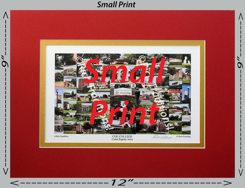 Coe College Cedar Rapids Iowa Photo Campus Art Print Matted in Red