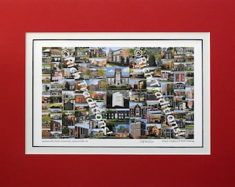 Jacksonville State University, Jacksonville, Alabama  Photo Campus Art Print matted in red & white, Keep Those College Memories Alive
