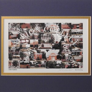 Albion College, Albion, Michigan, Photo Campus Art Print matted in purple & gold, Keep Those College Memories Alive