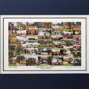May include: A collage of photos showcasing the Concordia University campus in Seward, Nebraska. The collage features various buildings, trees, and a sign that reads "Concordia University, Seward, Nebraska".