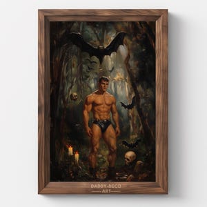 Halloween Decor Printable Art, Muscle Male, Vintage Painting, Gay Art Painting, Male Body Art, Art Poster Print, Home Decor, Halloween